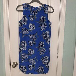 Halogen Blue Floral Print Sleeveless Mini Shift Dress
